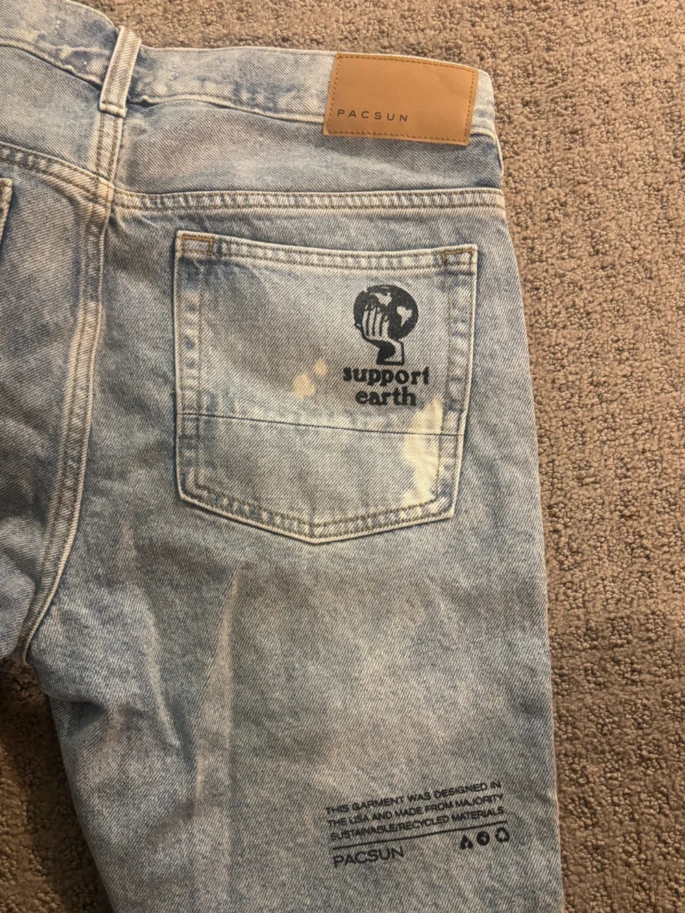 PacSun Light Blue Washed Denim Shorts with Embroidered Patches